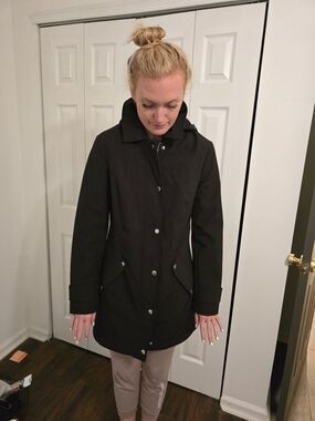 Women's Black Hooded Rain Coat